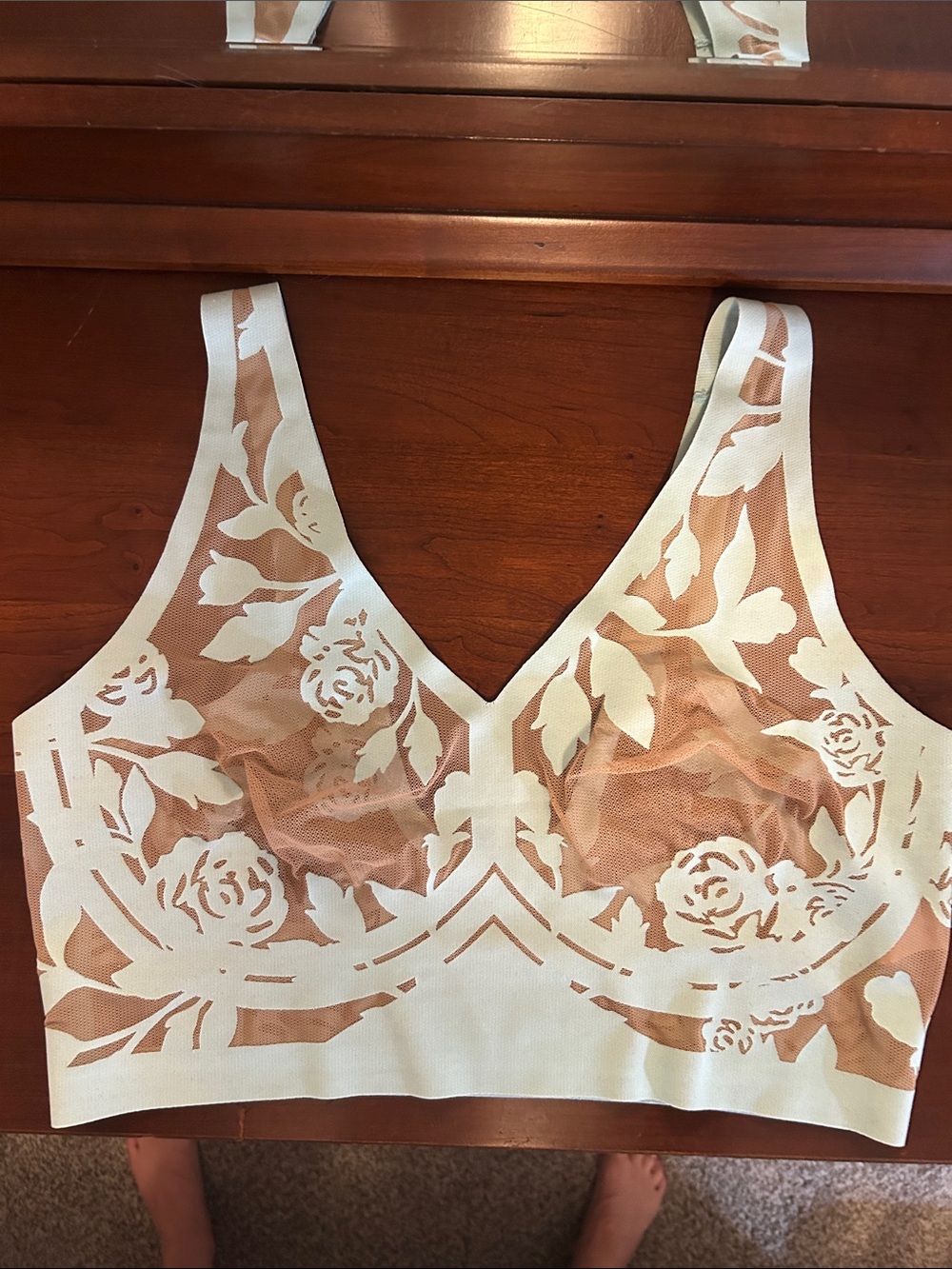 Floral Mesh V-Neck Bralette in madame muse size MDD